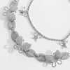 Iced Out Bling Crystal Rhinestone  Cuban Metal Choker Necklace for Women Charm Butterfly Necklace Hip Hop  Jewelry Gift