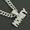 Iced Out Crystal Letter Money Pendant With Hip Hop Big 13mm Miami Cuban Chain Necklace For Men Party Jewelry