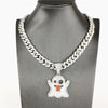 Iced Out Cubic Zircon Ghost Of Grimace Pendant & Necklace For Men Women Hip Hop Jewelry With Miami Cuban Chains