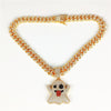 Iced Out Cubic Zircon Ghost Of Grimace Pendant & Necklace For Men Women Hip Hop Jewelry With Miami Cuban Chains