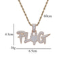 Iced Out Cubic Zircon Plug Pendant Necklace For Men Hip Hop Crystal Letter Jewelry Accessories