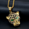 Iced Out Green Eyed Leopard head Pendant Necklace Men's Stainless Steel Golden Chain Hip Hop Jewelry  Punk 2021 Trend Friends Gi