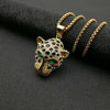 Iced Out Green Eyed Leopard head Pendant Necklace Men's Stainless Steel Golden Chain Hip Hop Jewelry  Punk 2021 Trend Friends Gi