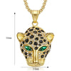Iced Out Green Eyed Leopard head Pendant Necklace Men's Stainless Steel Golden Chain Hip Hop Jewelry  Punk 2021 Trend Friends Gi