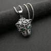 Iced Out Green Eyed Leopard head Pendant Necklace Men's Stainless Steel Golden Chain Hip Hop Jewelry  Punk 2021 Trend Friends Gi