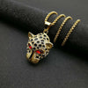 Iced Out Green Eyed Leopard head Pendant Necklace Men's Stainless Steel Golden Chain Hip Hop Jewelry  Punk 2021 Trend Friends Gi