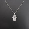 Iced Out Hamsa Hand Fatima Palm Pendant Necklace Free Steel Chain Gold Silver Color Cubic Zircon Men Hip Hop Chain Jewelry Gift