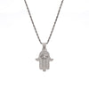 Iced Out Hamsa Hand Fatima Palm Pendant Necklace Free Steel Chain Gold Silver Color Cubic Zircon Men Hip Hop Chain Jewelry Gift