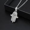 Iced Out Hamsa Hand Fatima Palm Pendant Necklace Free Steel Chain Gold Silver Color Cubic Zircon Men Hip Hop Chain Jewelry Gift