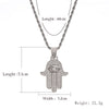 Iced Out Hamsa Hand Fatima Palm Pendant Necklace Free Steel Chain Gold Silver Color Cubic Zircon Men Hip Hop Chain Jewelry Gift