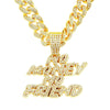 Iced Out Letters Pendant Necklace NO MONEY NO FRIEDN AAA Zircon Men'S Charms Necklace Hip Hop Jewelry With Miami Cuban Chain
