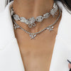 Iced out butterfly necklace set Cuban link chain choker necklace Women's rhinestone butterfly chains bling hip hop jewelry Gift
