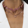 Iced out butterfly necklace set Cuban link chain choker necklace Women's rhinestone butterfly chains bling hip hop jewelry Gift