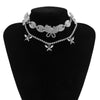 Iced out butterfly necklace set Cuban link chain choker necklace Women's rhinestone butterfly chains bling hip hop jewelry Gift