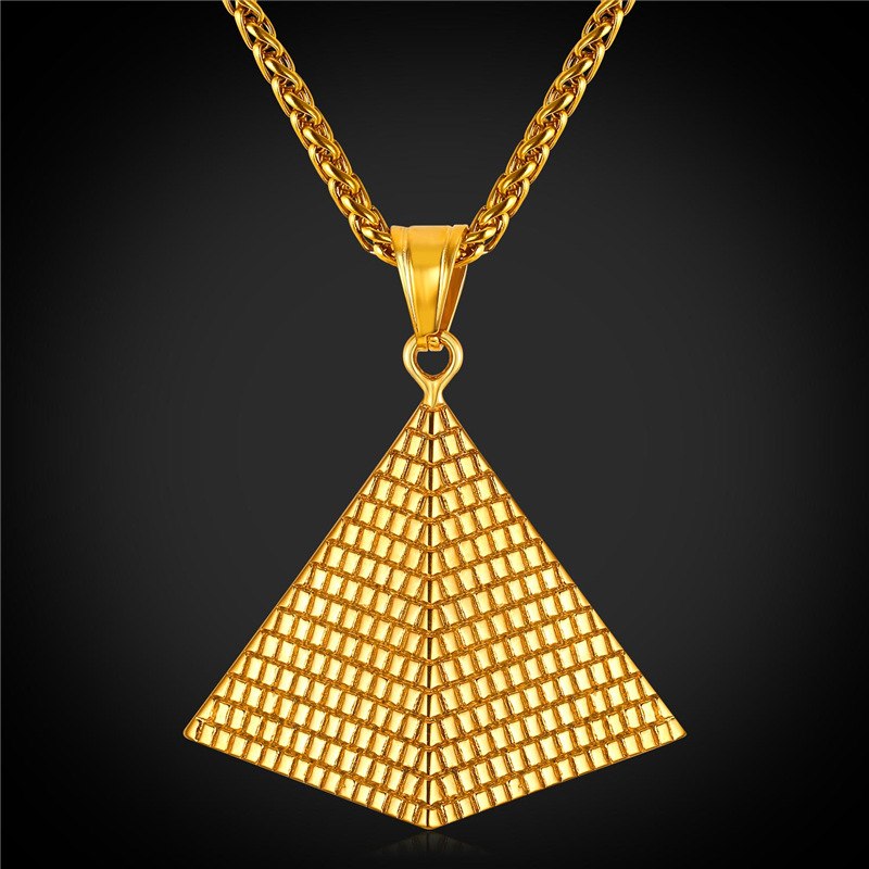 Illuminati Pyramid Necklaces for Women/Men Fashion Gold Color Stainless Steel Charm Necklace Egyptian Jewelry GP2389
