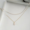 Imitation Pearl Choker Two Layer Golden Silver Color Necklace for Women Pendant Neck Jewelry