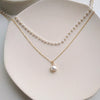 Imitation Pearl Choker Two Layer Golden Silver Color Necklace for Women Pendant Neck Jewelry
