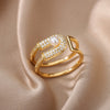 Imitation Pearls Rings for Women  Stainless Steel Gold Color Ring Cubic Zirconia Romantic Wedding Jewelry anillos mujer