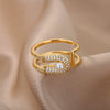 Imitation Pearls Rings for Women  Stainless Steel Gold Color Ring Cubic Zirconia Romantic Wedding Jewelry anillos mujer