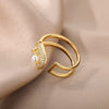 Imitation Pearls Rings for Women  Stainless Steel Gold Color Ring Cubic Zirconia Romantic Wedding Jewelry anillos mujer