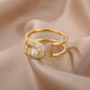 Imitation Pearls Rings for Women  Stainless Steel Gold Color Ring Cubic Zirconia Romantic Wedding Jewelry anillos mujer
