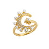 Imitation Pearls Rings for Women  Stainless Steel Gold Color Ring Cubic Zirconia Romantic Wedding Jewelry anillos mujer