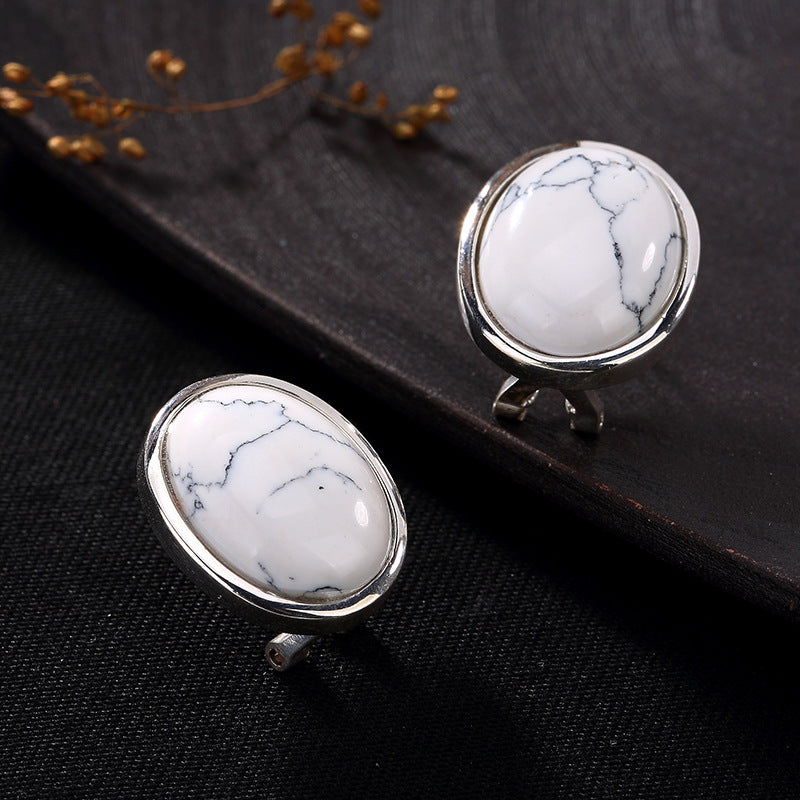 In Europe The Contracted Oval St2020 Mosaic Ear Clip To Restore Ways Thai Silver Earrings Wholesale