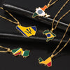 India Barbados Guyana Mali Brazil Map Pendant Necklace Women Men Gold Color Maps Hiphop Item Ethnic Jewelry 2021 Gifts