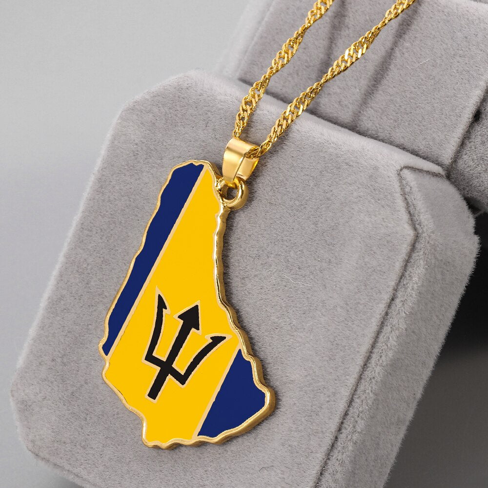 India Barbados Guyana Mali Brazil Map Pendant Necklace Women Men Gold Color Maps Hiphop Item Ethnic Jewelry 2021 Gifts