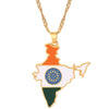 India Map Flag Pendant Necklaces Gold Color Water Wave Chain Map of Indian Necklace Women Choker Jewelry Accessories Gift