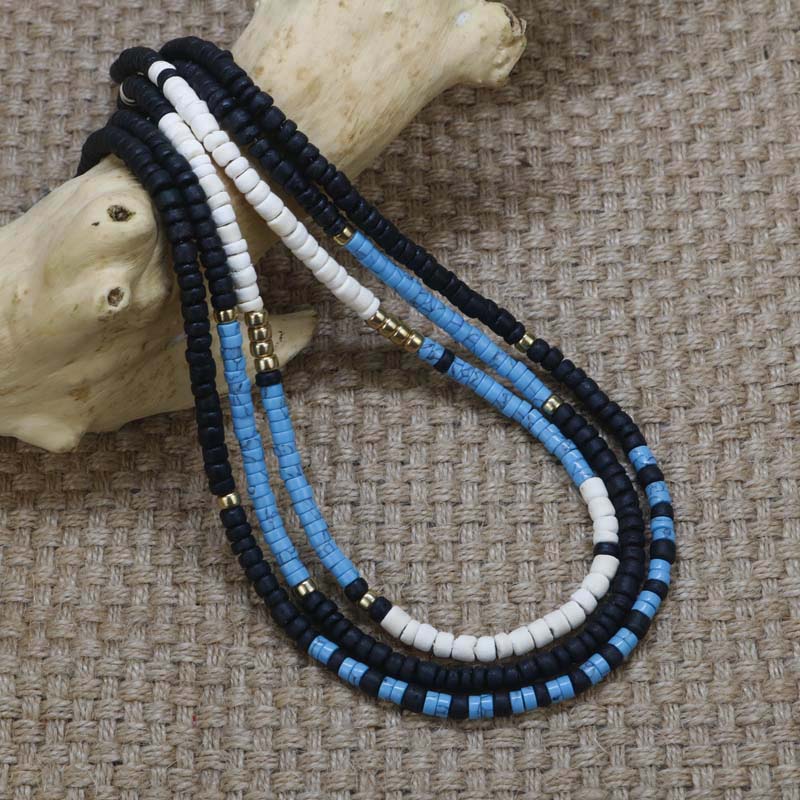 Indian Jewelry Vintage Bohemia Necklace Men Natural Stone Mix Coconut Shell Tribal Necklace Women  Jewelry Gift For Him CO-05