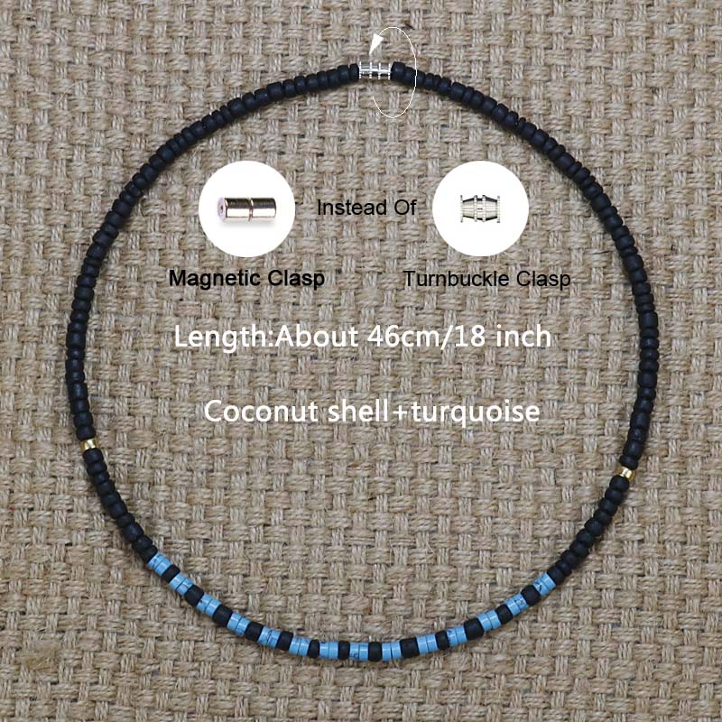 Indian Jewelry Vintage Bohemia Necklace Men Natural Stone Mix Coconut Shell Tribal Necklace Women  Jewelry Gift For Him CO-05