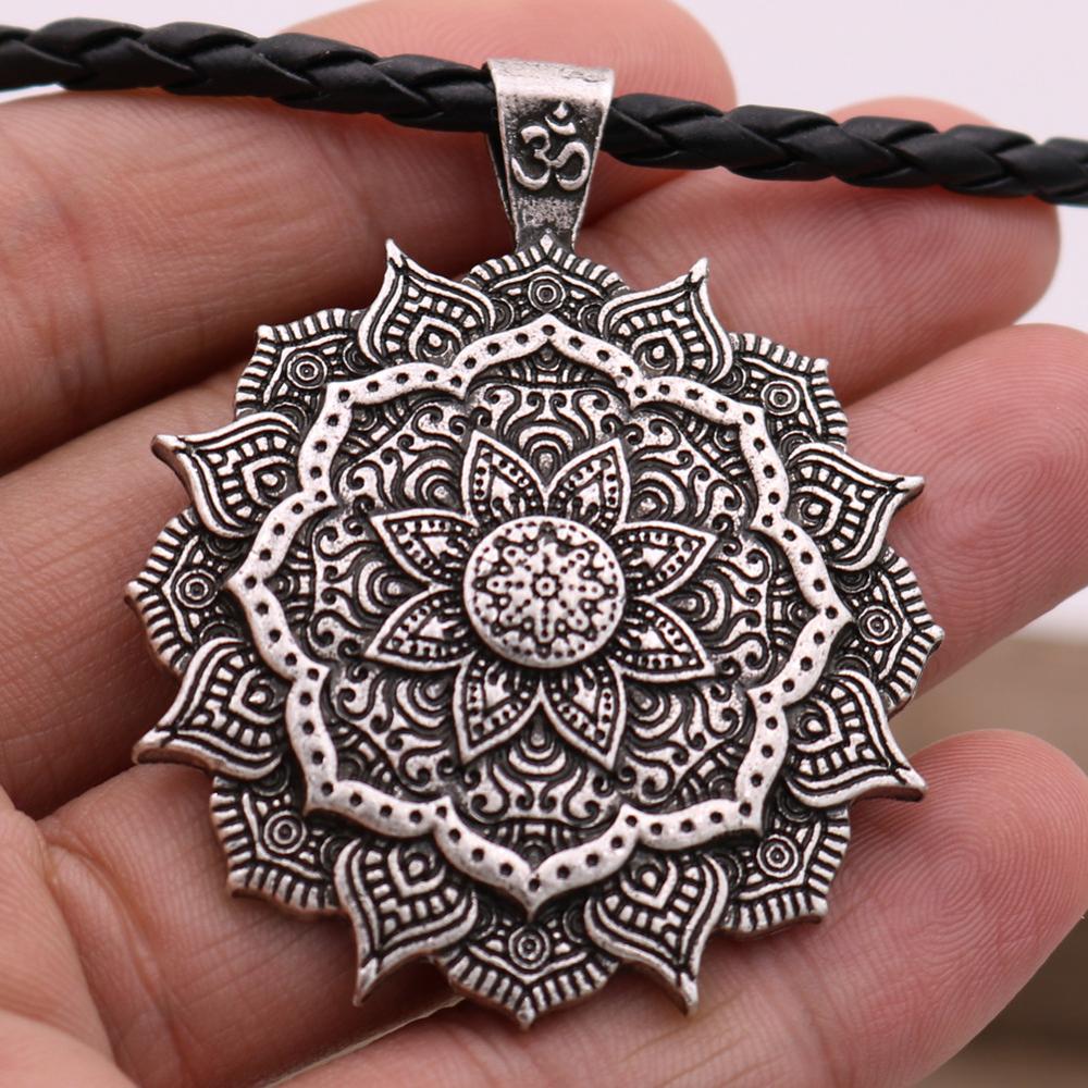 Indian Mythology Ancient Indian Mandala Flower Necklace Mandala Pendant Zen Yoga OM Pendant