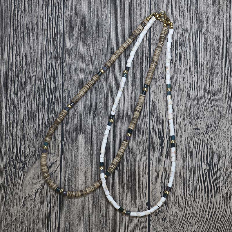 Indian Style Vintage Beaded Necklace Men Natural Coconut Shell Necklace Male Tribal  Jewelry Surfer Necklace Gift For Him CO-06