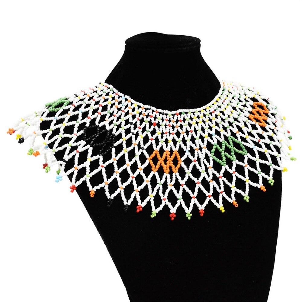 Indian Tribal African Statement  Necklaces Colorful  Resin Beaded Egyptian  Ethnic Bib  Collier Shoulder Choker Necklace Jewelry