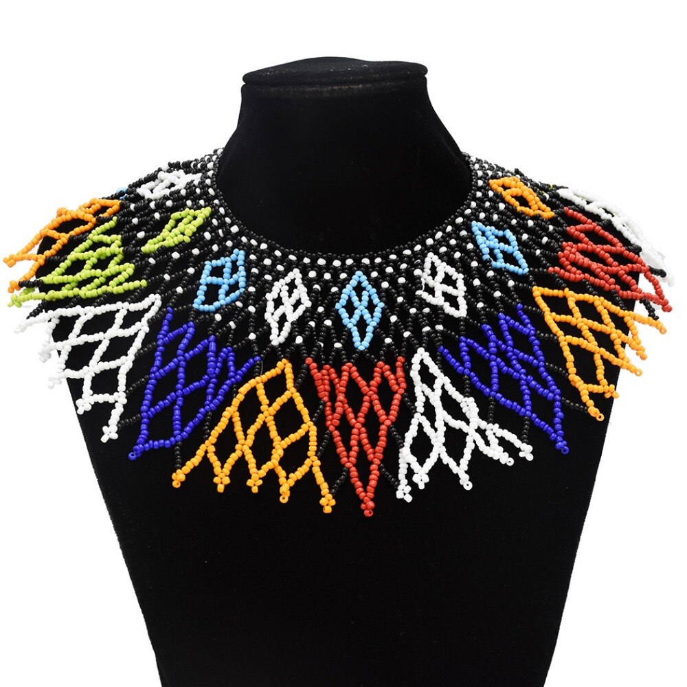 Indian Tribal African Statement  Necklaces Colorful  Resin Beaded Egyptian  Ethnic Bib  Collier Shoulder Choker Necklace Jewelry