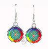 Indian om earring mandala flower stud earring glass cabochon round statement earring for women yoga jewelry spiritual pendant