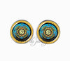 Indian om earring mandala flower stud earring glass cabochon round statement earring for women yoga jewelry spiritual pendant