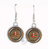 Indian om earring mandala flower stud earring glass cabochon round statement earring for women yoga jewelry spiritual pendant