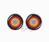 Indian om earring mandala flower stud earring glass cabochon round statement earring for women yoga jewelry spiritual pendant