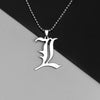 Indie Stainless Steel Death Note L Lawliet Necklace Cosplay Old English Letter Pendant Beads Chain Necklaces Goblincore Jewelry