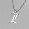 Indie Stainless Steel Death Note L Lawliet Necklace Cosplay Old English Letter Pendant Beads Chain Necklaces Goblincore Jewelry