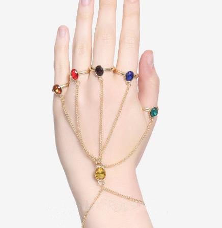 Infinite Power Glove Gauntlet Bracelets Bangles Gem Stone Pulsera for Women Girls Jewelry Gift Finger Chain