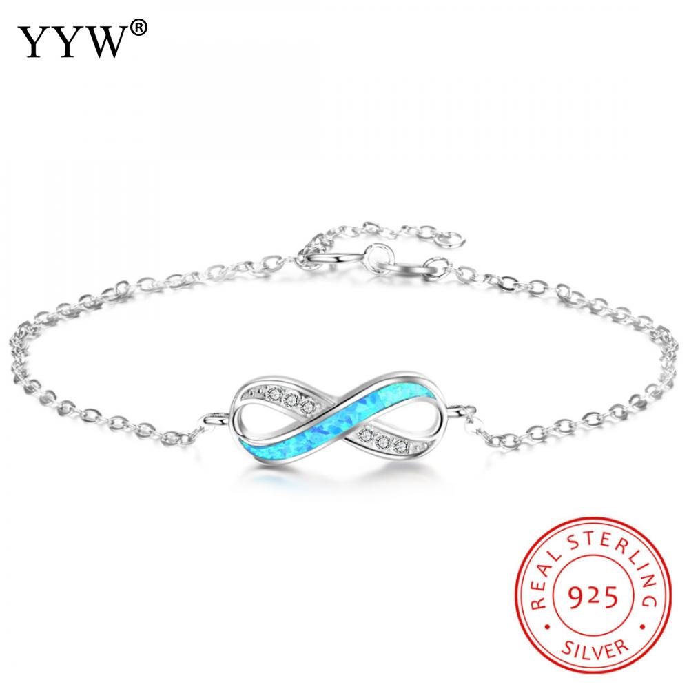 Infinity 8 Bracelets femme 925 Sterling Silver Bracelet Women Fine Jewelry Oval Chain Bracelets pulseras de plata 925 6.3 Inch