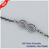 Infinity Bracelets with Clear Cubic Zirconia 100% 925 Sterling Silver Jewelry