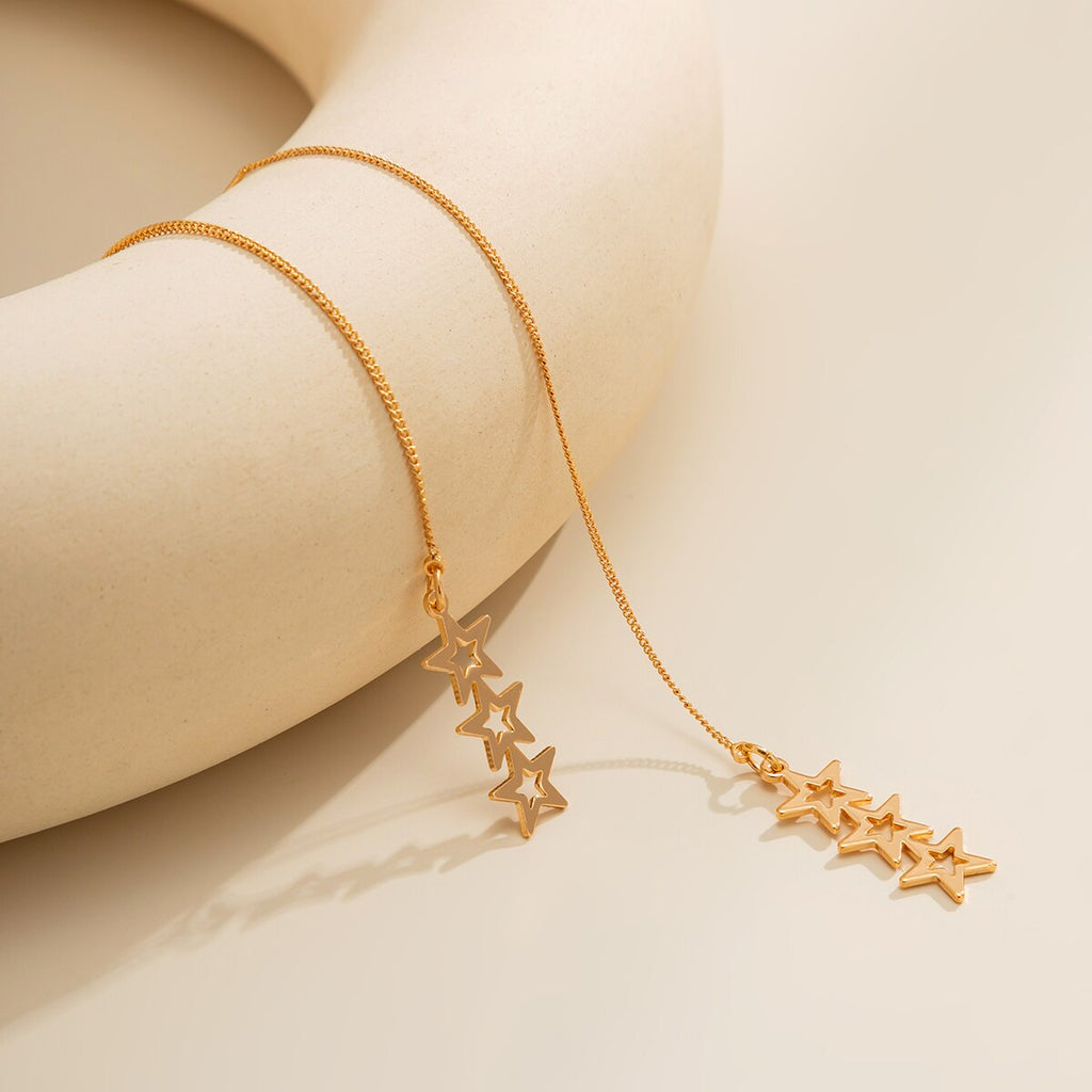 IngeSight.Z 1 Pair Simple Hollowed out Stars Ear line for Women Gold Color Long Tassel Hanging Earrings Jewelry Brincos Bijoux