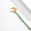 IngeSight.Z 1 pcs Green Beaded Long Dangle Piercing Nose Clip Chain for Women Hollow Metal Copper Chain Ear Cuffs Body Jewelry