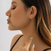 IngeSight.Z 1 pcs Green Beaded Long Dangle Piercing Nose Clip Chain for Women Hollow Metal Copper Chain Ear Cuffs Body Jewelry