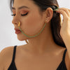 IngeSight.Z 1 pcs Green Beaded Long Dangle Piercing Nose Clip Chain for Women Hollow Metal Copper Chain Ear Cuffs Body Jewelry