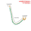 IngeSight.Z 1 pcs Green Beaded Long Dangle Piercing Nose Clip Chain for Women Hollow Metal Copper Chain Ear Cuffs Body Jewelry